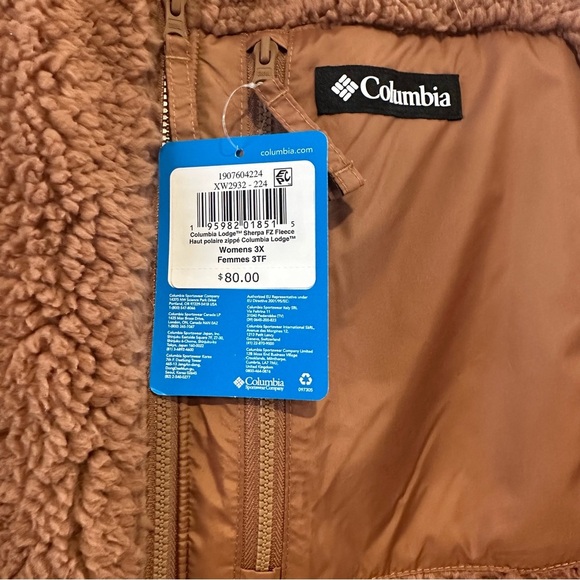 NWT Women’s Columbia Lodge™ Sherpa Full Zip Fleece Jacket - Camel Brown - 3x - Picture 4 of 4
